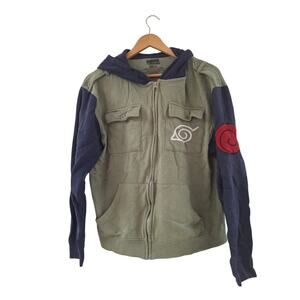 Men's Naruto Zip Up Hooded Med. Riptide Graphic Long Sleeve Jacket